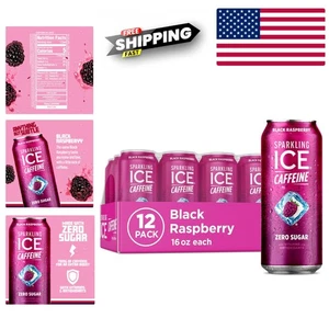 Zero Sugar Caffeinated Sparkling Water - Black Raspberry Flavor, 12 Pack of 16oz - Picture 1 of 8