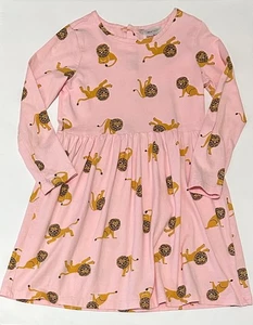 Hanna Andersson 120  6-7 pink knit lions LS dress - Picture 1 of 4