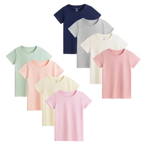 Girls T-Shirt 4 Pack Coloured 100% Cotton T-Shirts Tee Crew Neck Size 4-13 Years - Picture 1 of 13
