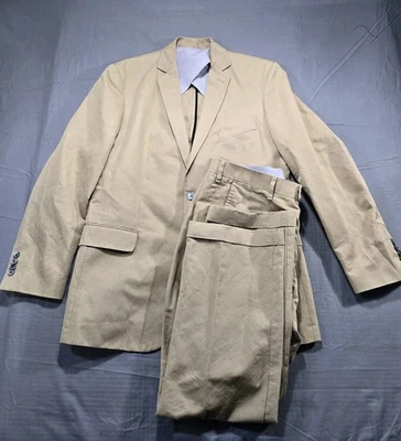 Bonobos Suit Mens 42R Beige 36x29 Cotton Linen Full Two Button - Image 1 of 4