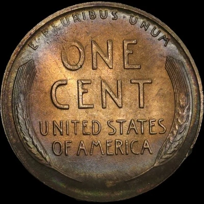 1947-S Lincoln Wheat Cent - Choice Gem Brilliant Unc - Color - Pretty Toned - Image 1 of 4