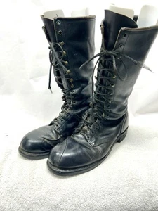 Linesman Black Steel Toe Lace Up Military Tall Vintage Boots Men’s size 12 - Picture 1 of 15