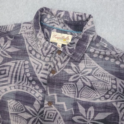 Camisa de salón hawaiana Margaritaville para hombre XXL gris rayón floral azteca Foto 1 de 4