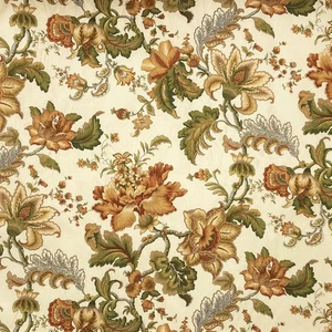 1 Yard Mill Creek Floral APRICOT Cotton Drapery Curtain Pillow Sewing Fabric - Picture 1 of 6