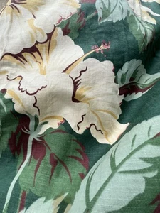 Coppia Pannelli Tenda Grande Tropicale Floreale Art Decò Tessuto Cotone Antico 83” - Foto 1 di 16