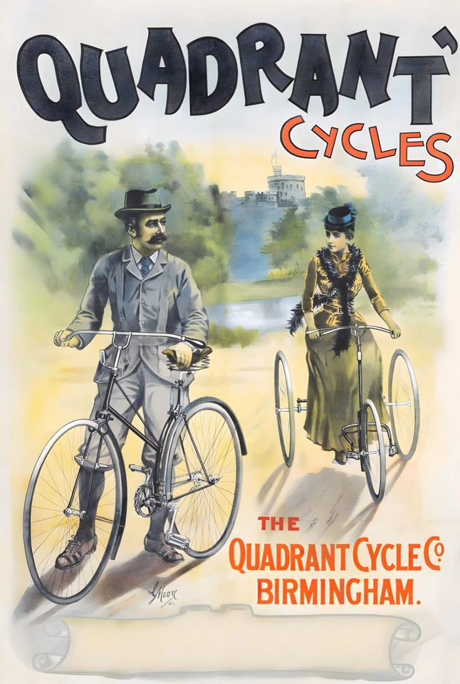 16522.Wall Decor Poster.Interior Art.Quadrant Cycles Victorian Tricycle Couple - Image 1 of 1