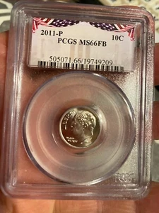 2011 P Roosevelt Dime MS 66 FB PCGS Clad 10c Uncirculated - Picture 1 of 13