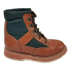 Orvis Mens 8 Brogue Fly Fishing Lace-Up Wading Boots Felt Bottom Brown Green - Picture 1 of 6