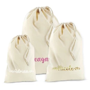 Personalised Cotton Santa Sack In Natural With Name Christmas Gift For Kids - Picture 1 of 7