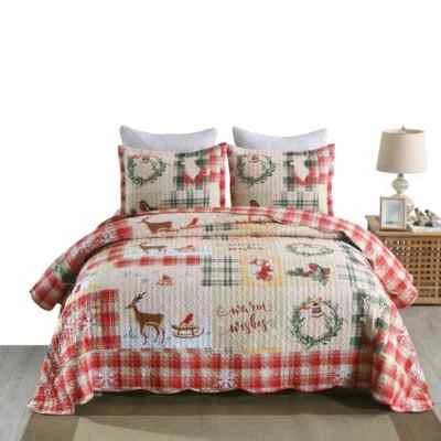MarCielo Christmas Quilt Set Lightweight Bedspread Set B021 - Image 1 of 2