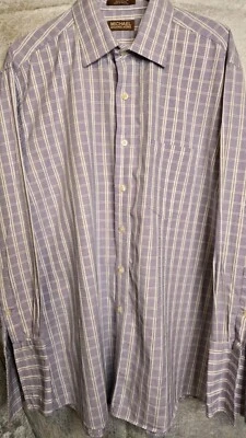 Camisa de vestir Michael Kors XL púrpura/blanco a cuadros 100 % algodón para hombre 17 - 32/33... Foto 1 de 4