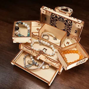 NEW 3D Wooden Jewelry Box Puzzle – DIY Craft Kit, Antique Gift for Girls&Ladies - Picture 1 of 12