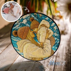 Custom Photo First Mother's Day Suncatcher, Personalized Stained Glass Ornament - Picture 1 of 11