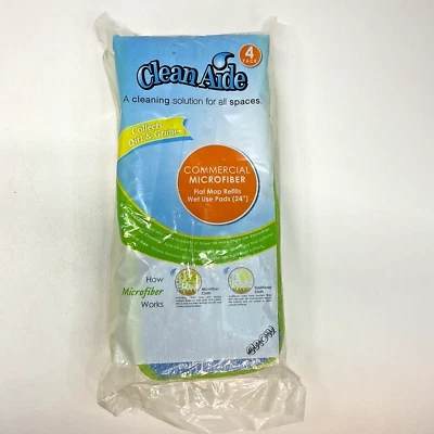 (4) Almohadillas de recarga para fregona húmeda de microfibra comercial de 24" de CleanAide Floor Cleaning... Foto 1 de 4