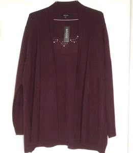 Neu mit Etikett Damen Gr. 2X Briggs Pullover Oberteil Connected Combo weinrot Strassdetail - Bild 1 von 15