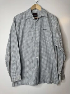 Camicia FUBU ragazzo 16-18 manica lunga bottoni vintage a quadri Y2k blu giovane bianco - Foto 1 di 9