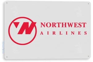 Northwest Airlines Schild, Flughafen Hangar, Retro kommerzielle Luftfahrt Blechschild C621 - Bild 1 von 3