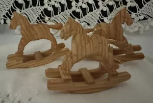 Handmade Unfinished Wood Rocking Horse Decoration, Baby Room, Christmas Tree - Picture 1 of 6