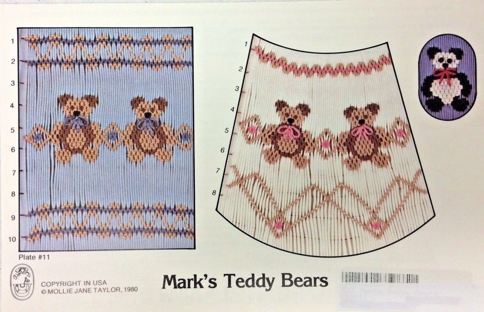 Mollie Jane Taylor Smocking Plate #11 Mark's Teddy Bears Foto 1 de 1