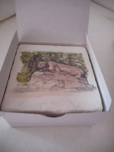 NIB Set of 4 Penn State University Coaster Nittany Lion Shrine Marble boxed - Picture 1 of 3