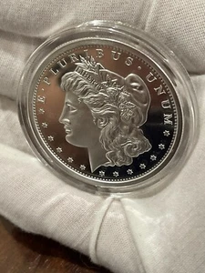 2 oz .999 Fine Silver Round Morgan Design BU New IN A CAPSULE MADE IN USA - Picture 1 of 4