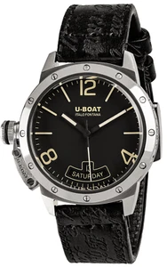 U-Boat CLASSICO 40MM VINTAGE SCREWS BEZEL Black Dial LTHR Band Men's Watch 8890 - Picture 1 of 1
