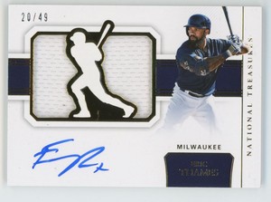 Eric Thames 2018 Panini National Treasures Jumbo Die Cut Gold Auto Jersey /49