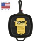 LODGE PRE-SEASONED CAST IRON Grill Pan With Assist Handle, 10.5 inch, Black