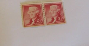 Vintage Lot 2 attached Thomas Jefferson 2c  unused - Picture 1 of 1