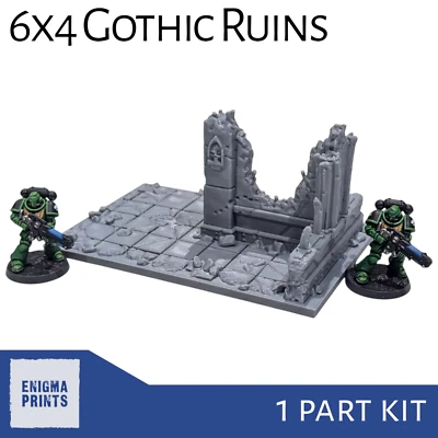 ENIGMA PRINTS 6x4 Gothic Ruins (Open Windows) - 28mm 3D Printed Terrain Tabletop Wargaming