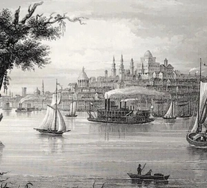 Hudson River Albany original print for Meyer's Universum 1835 - Picture 1 of 4