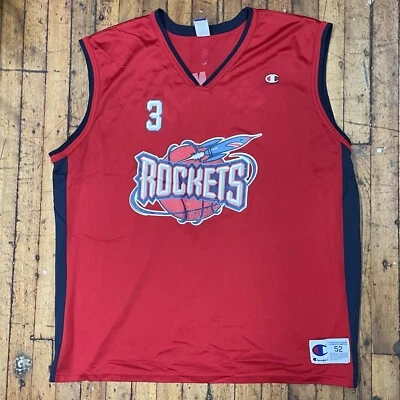 Vintage HOUSTON ROCKETS ~ STEVE FRANCIS #3 ~ Red Champion Mesh XXL Jersey ~ 52 - Image 1 of 4