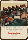 1953 BUDWEISER Beer Santa Clydesdale Horses RÉPLIQUE DÉCORATIVE PANNEAU MÉTAL