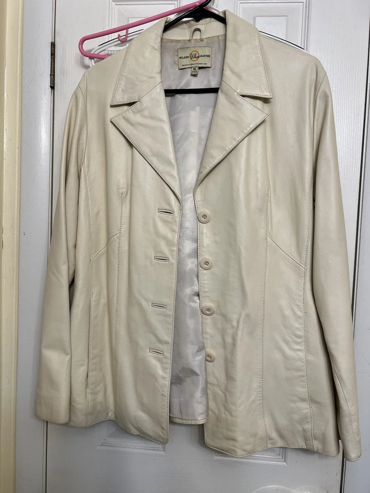 Blazer sirena de oficina para mujer Wilson’s de cuero blanco roto de colección Foto 1 de 4