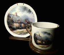 New ListingThomas Kinkade "Moonlight Cottage" Cup and Saucer by Teleflora w/ stand Set