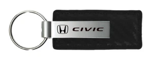 Honda Civic Carbon Fiber Leather Keychain (Black) - Foto 1 di 2