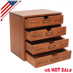 Organizador de Escritorio con Cajones,Caja de Almacenamiento de Madera Organizador de Cajones, 4 Cajones - Imagen 1 de 12