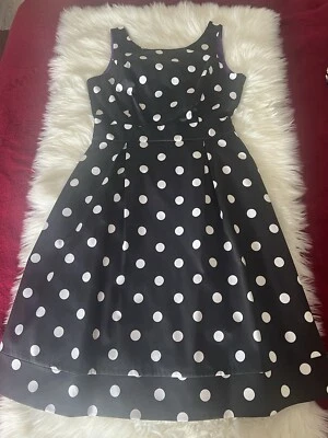 Vestido White House Black Market Lunares Calce y Acampanado Algodón Talla 8 Nuevo con Etiquetas Foto 1 de 4