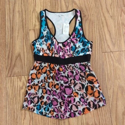Rainbow Leopard Racerback Tank Mezcla Algodón-Seda, Trina Turk 4 Nuevo Con Etiquetas Foto 1 de 4