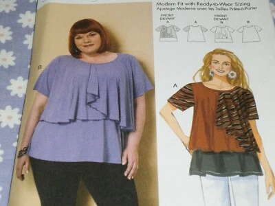 BUTTERICK 6396 WOMEN' MODERN FIT PLUS SIZES PULLOVER TOP PATTERN-UNCUT- XXL-6X - Image 1 of 3