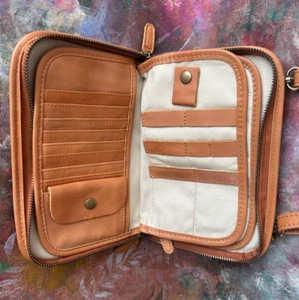 MINOOY “Urania Clutch Bag”/Organizer/Mini Crossbody in Light Cognac Leather - Picture 1 of 10