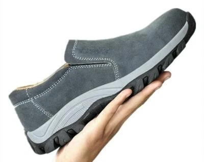 Mens Chic Low Top Safety Shoes Leather Steel Toe Lightweight Casual Work Boots - Image 1 of 4