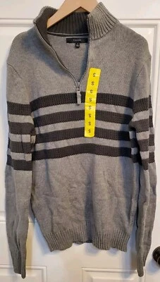 Suéter Tahari Para Hombres Cuarto Cremallera Gris - PEQUEÑO  Foto 1 de 3