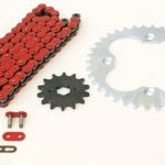 Cadena roja y piñón plateado 87-1992 Honda FourTrax TRX 250X sin junta tórica 12/38 86L Foto 1 de 4