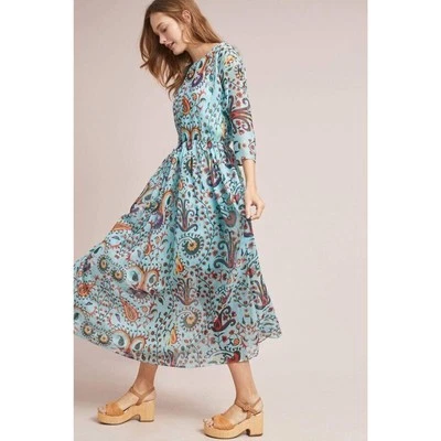 EVA by EVA FRANCO Sz 14 Blue Turquoise Paisley Maxi Boho Dress NWT - Image 1 of 4
