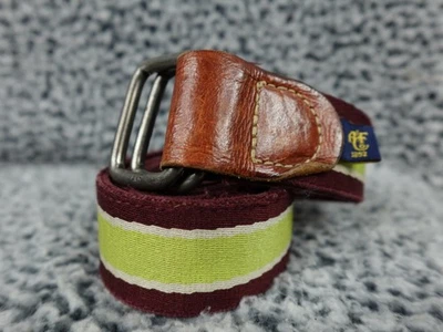 Cinturón vintage de lona y cuero verde borgoña Abercrombie & Fitch talla 34 Foto 1 de 4