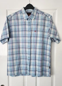 Men's Quick Silver Blue / White Short sleeve, check shirt, M,Excellent Condition - Picture 1 of 6