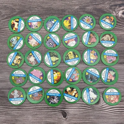 Lote de 30 Pokemon Master Trainer jogo de tabuleiro 1999 fichas verdes de substituição POGS - Imagem 1 de 4