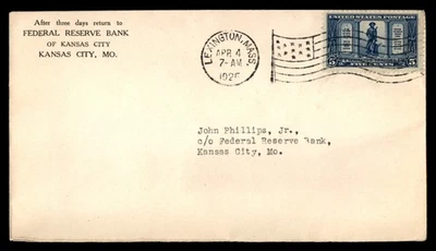 Mayfairstamps US FDC 1925 Lexington Concord Flag Cancel Federal rEserve First Da - Image 1 of 2