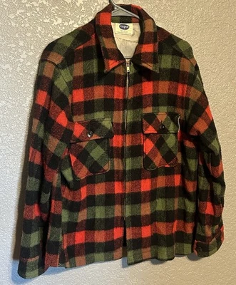 Chaqueta de Caza De Colección Sears Pilgrim M Franela Rojo Búfalo Cuadros Abuelo Núcleo Años 50’s Foto 1 de 4